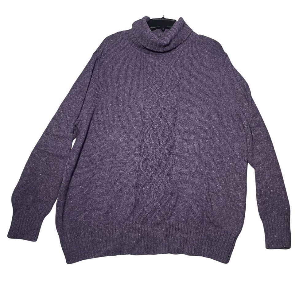 Sonoma Life + Style Women's‎ 2X Purple Heathered Cable Knit Turtleneck Sweater